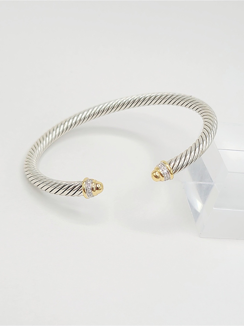 David Yurman Classic Cable Bracelet With Diamonds and Gold Dome , 5mm